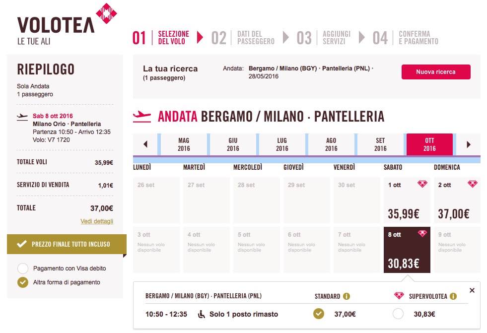 voli milano pantelleria